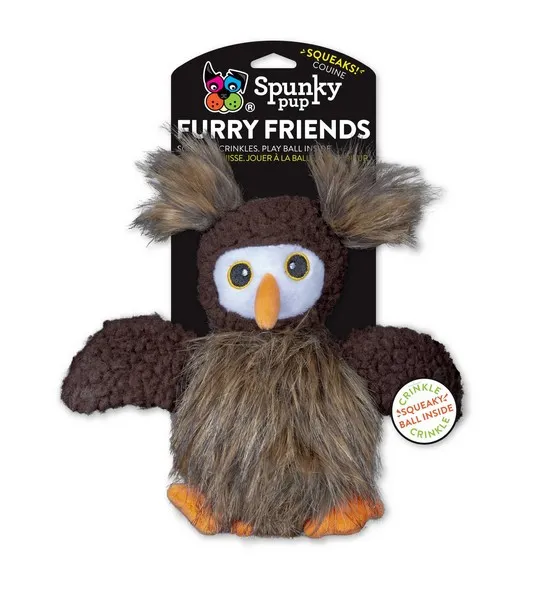 1ea Spunky Pup Owl With Ball Squeaker - Health/First Aid